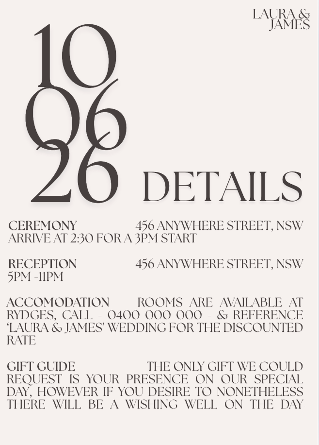 Wedding Details #WDBEI001