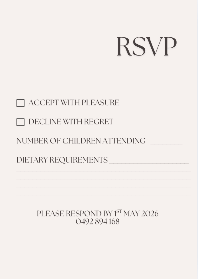 Wedding RSVP #WDBEI001